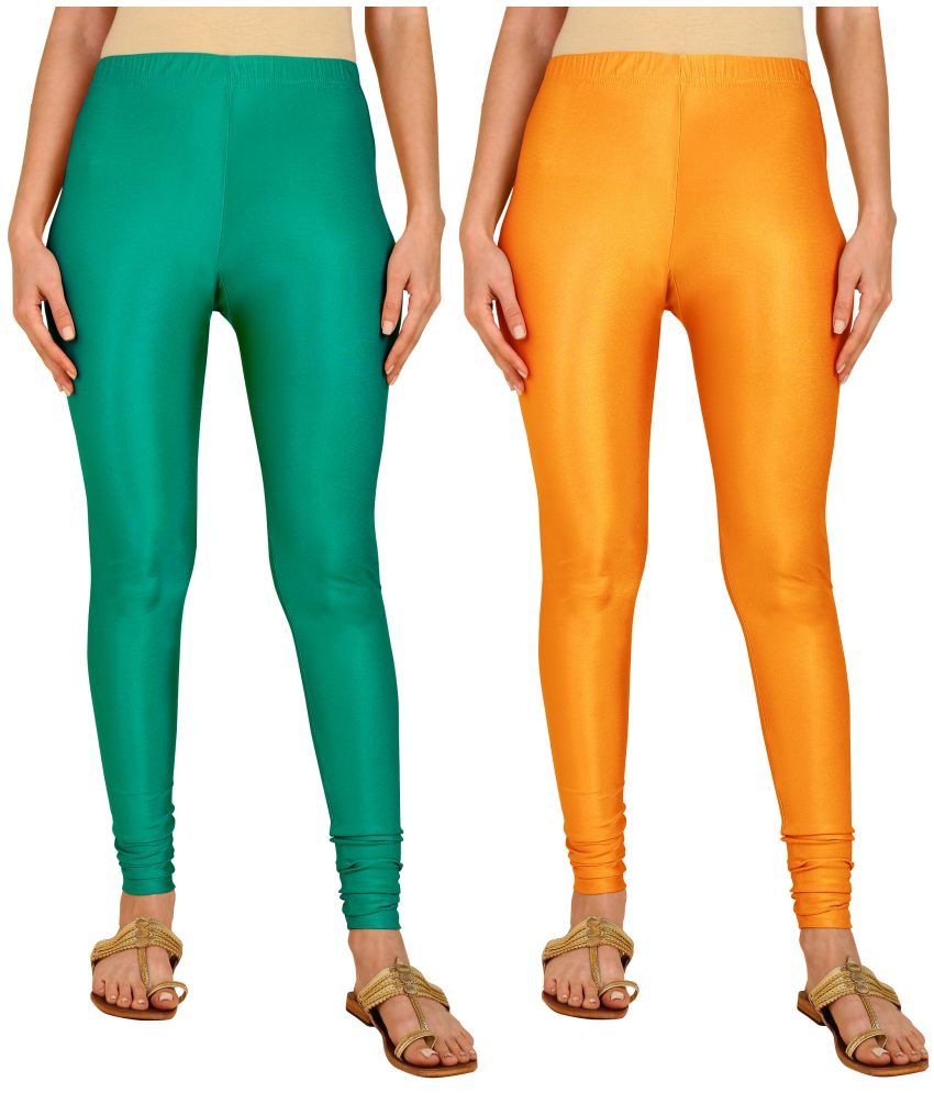     			Colorscube - Mustard,Sea Green Lycra Women's Churidar ( Pack of 2 )