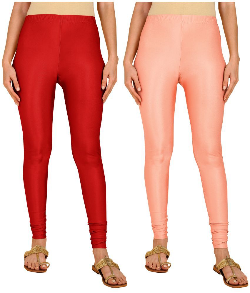     			Colorscube - Peach,Red Lycra Women's Churidar ( Pack of 2 )