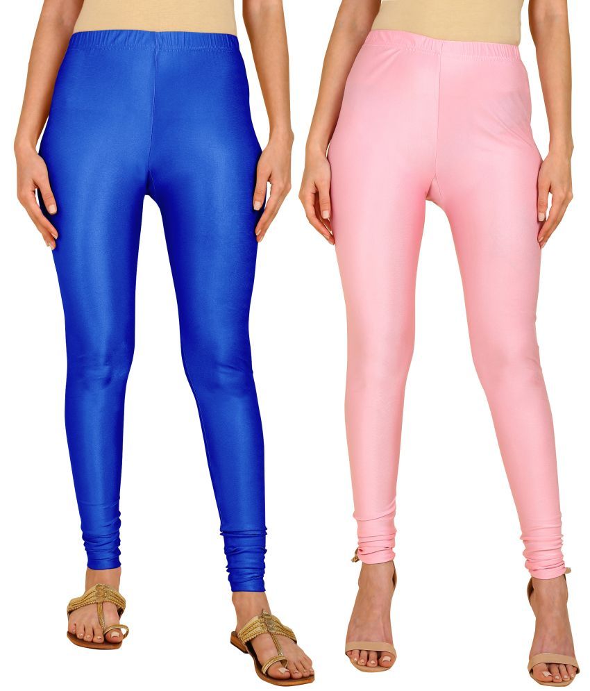     			Colorscube - Pink,Indigo Lycra Women's Churidar ( Pack of 2 )