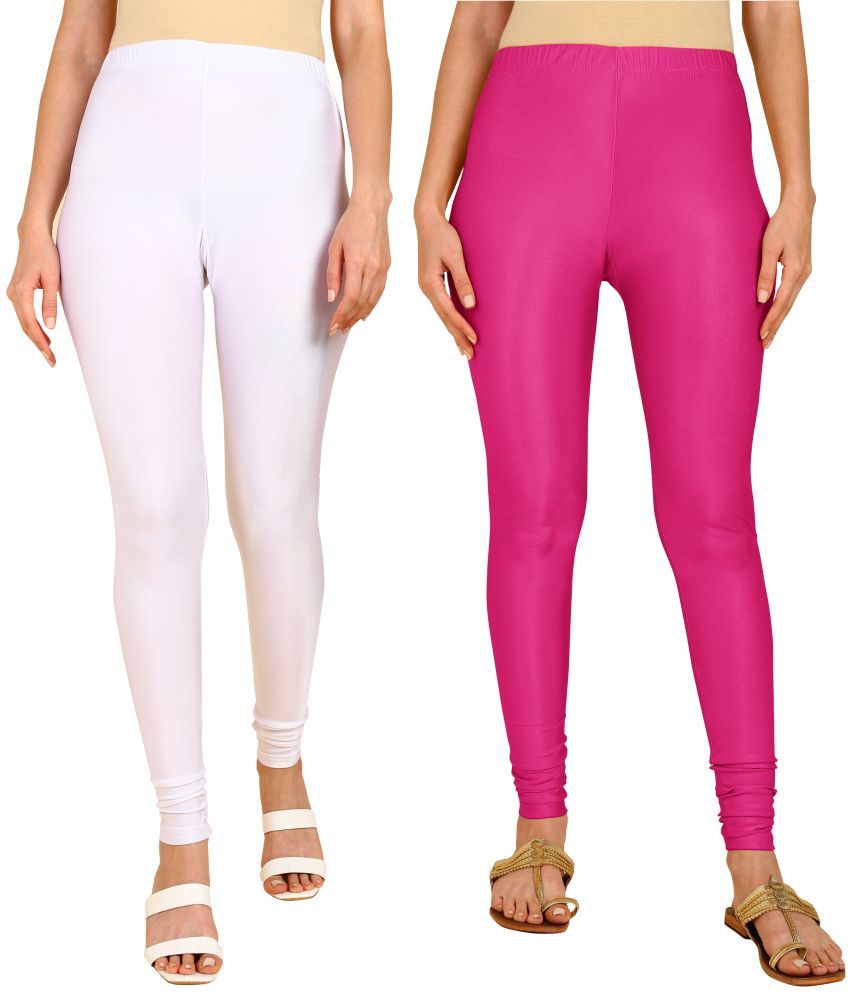     			Colorscube - Pink,White Lycra Women's Churidar ( Pack of 2 )