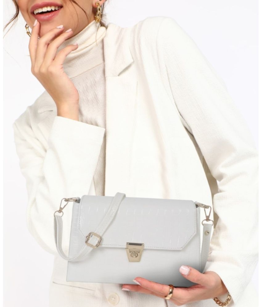     			Fargo White PU Sling Bag