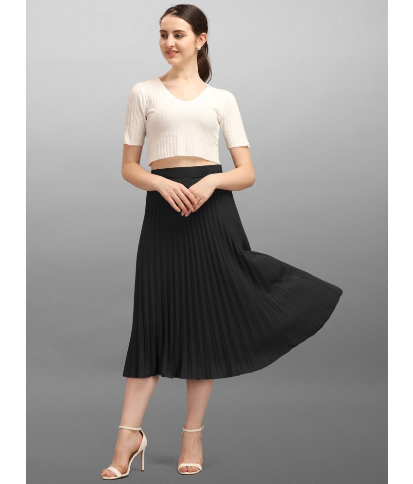     			Femvy Black Crepe Women's Flared Skirt ( Pack of 1 )