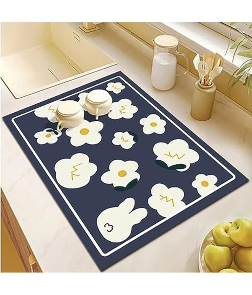     			House Of Quirk Rubber Floral Table Mats ( 45 cm x 30 cm ) Pack of 1 - Blue