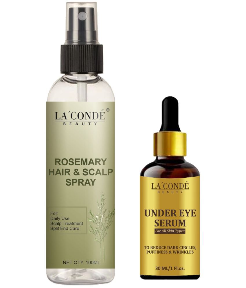     			LaConde Beauty Natural Rosemary Water | Hair Spray For Regrowth 100ml & Under Eye Serum for Dark Circle 30ml Set of 2 Items