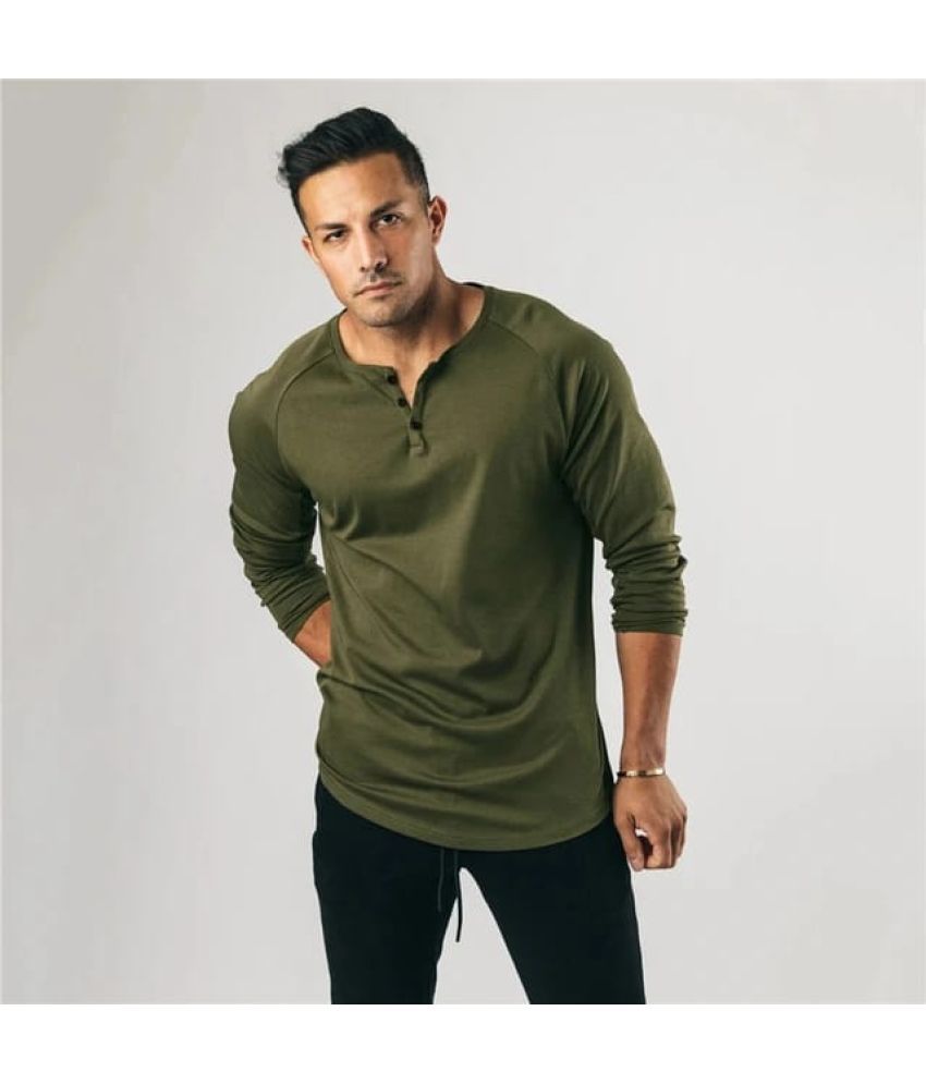     			Pink Angel 100% Cotton Regular Fit Solid Full Sleeves Men's T-Shirt - Olive ( Pack of 1 )