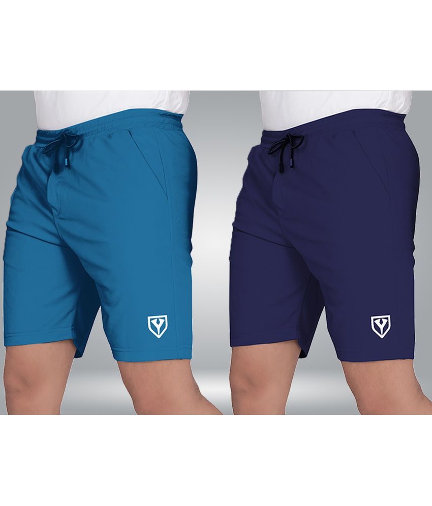     			Septem Navy Blue Polyester Men's Shorts ( Pack of 2 )