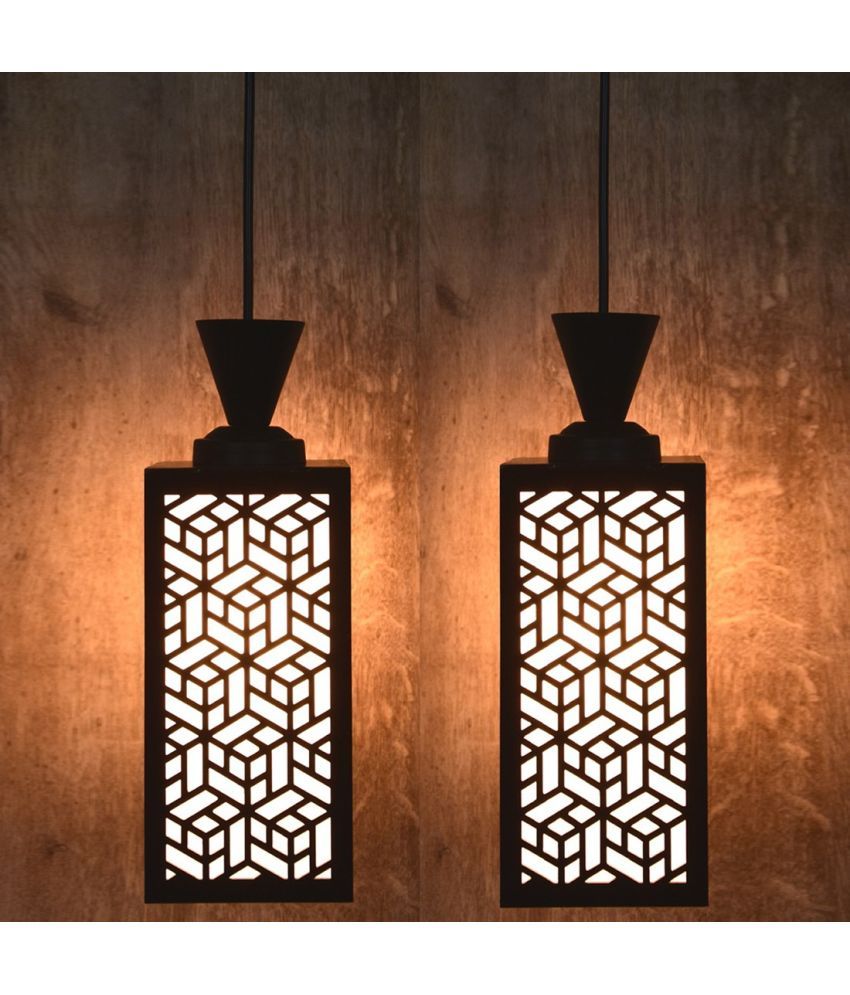     			Somil Wood Hanging Light Pendant Black - Pack of 2