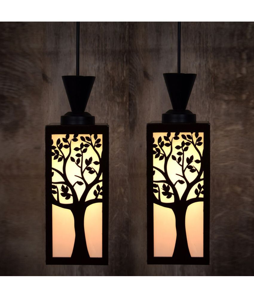     			Somil Wood Hanging Light Pendant Black - Pack of 2