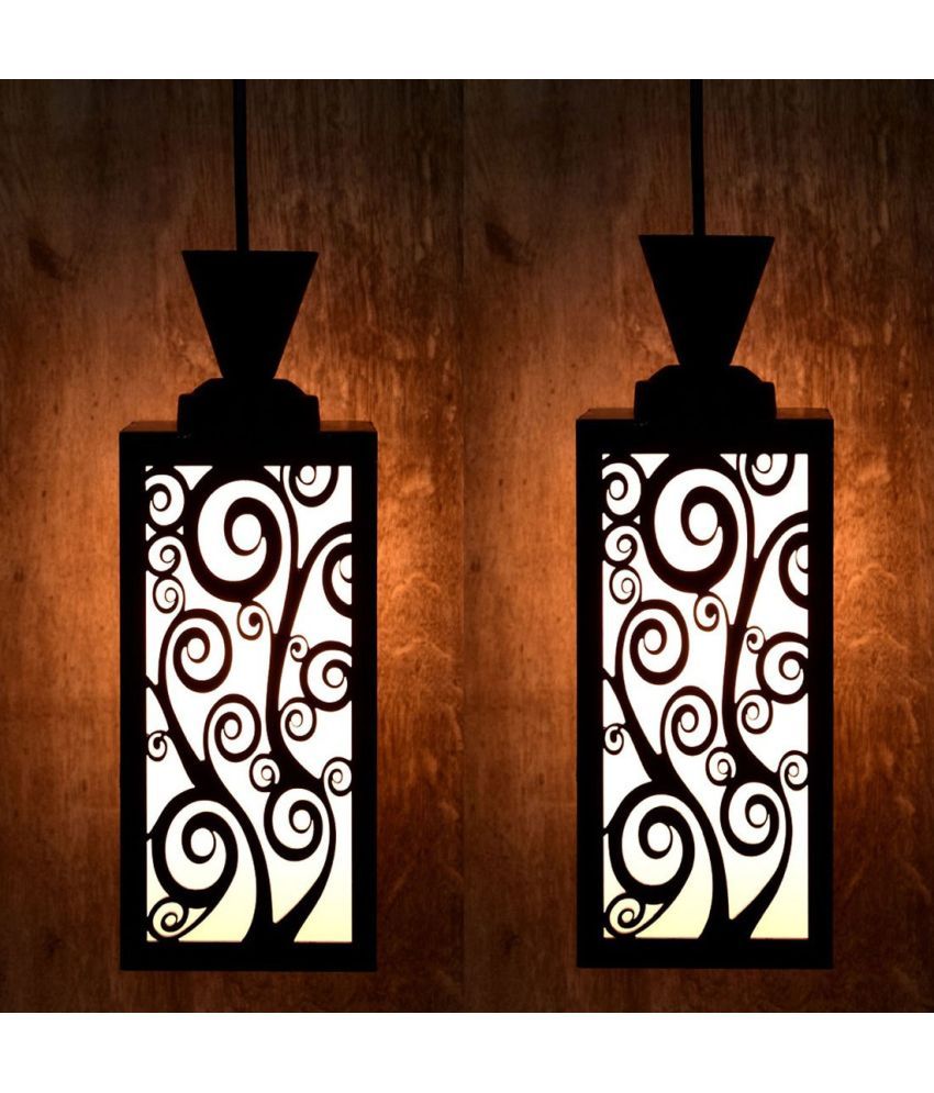     			Somil Wood Hanging Light Pendant Black - Pack of 2