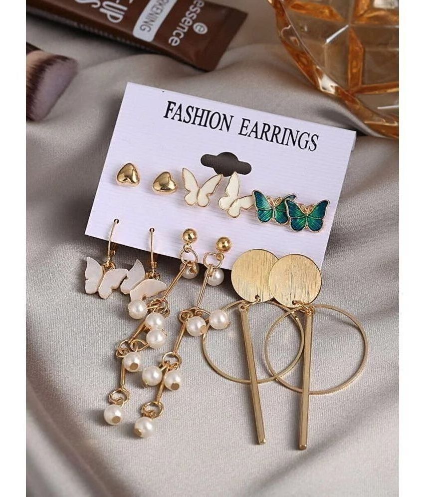     			Thrillz Golden Stud Earrings ( Pack of 6 )