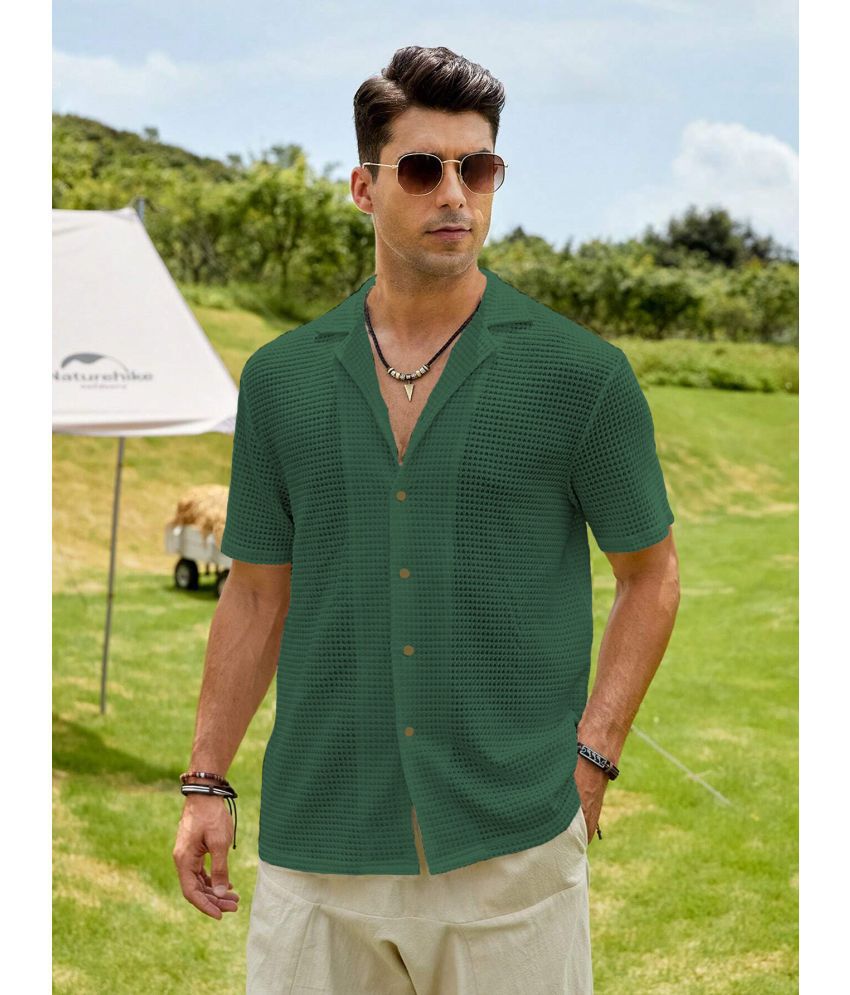     			fashion and youth Cotton Blend Regular Fit Self Design Half Sleeves Men's Casual Shirt - Green ( Pack of 1 )
