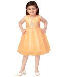 Aarika Orange Net Girls Frock ( Pack of 1 )