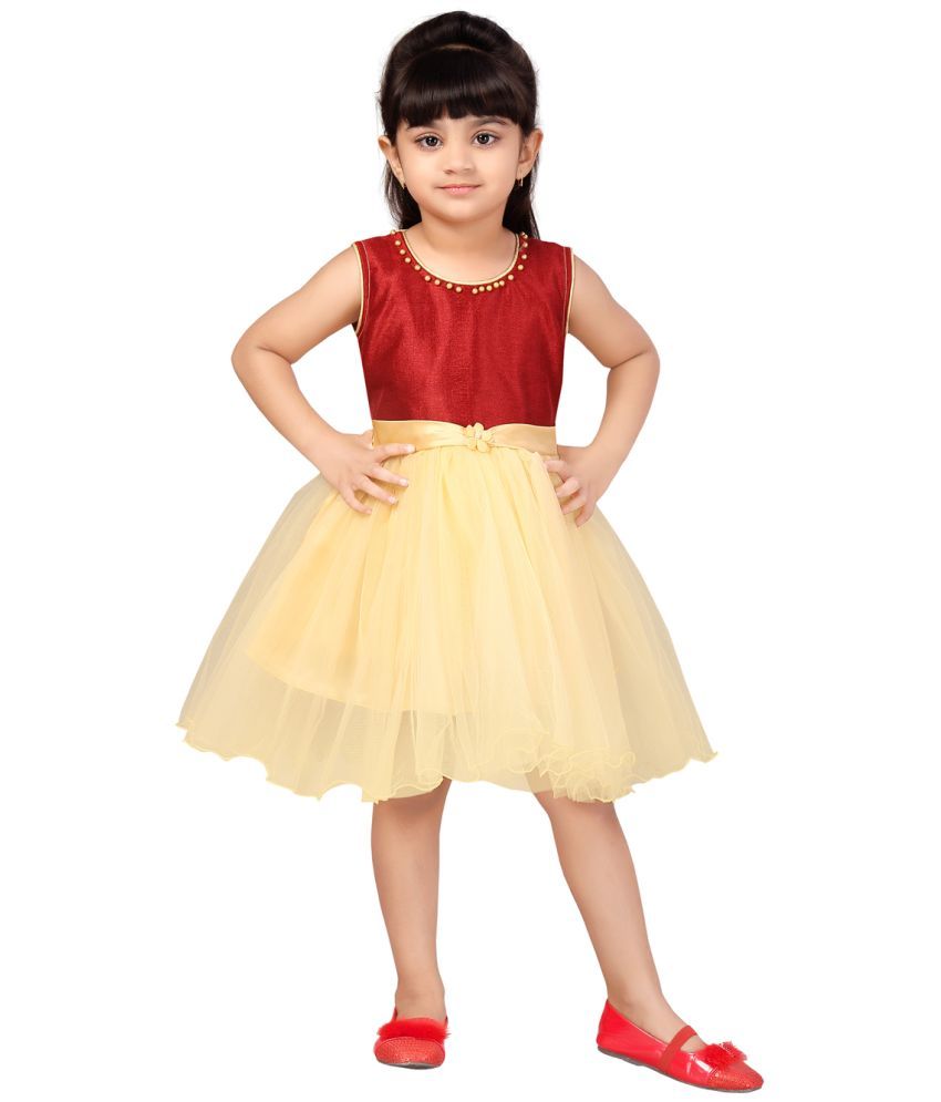     			Aarika Maroon Net Girls Frock ( Pack of 1 )