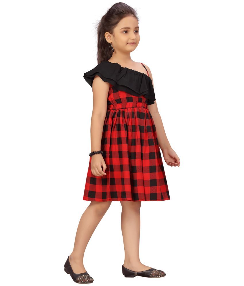     			Aarika Red Cotton Girls Fit And Flare Dress ( Pack of 1 )