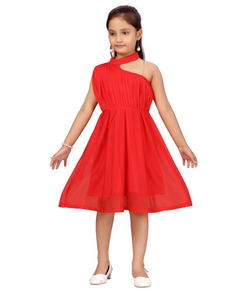     			Aarika Red Net Girls Frock ( Pack of 1 )