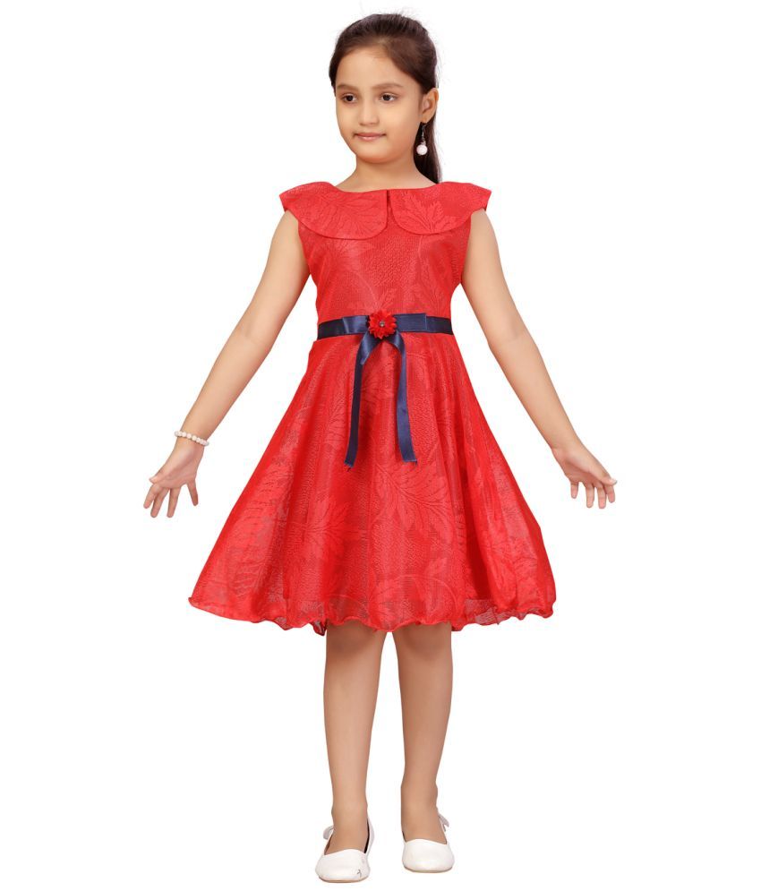     			Aarika Net Frock For Girls ( Pack of 1 , Red )