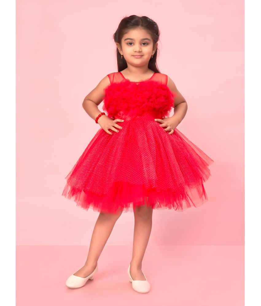    			Aarika Red Nylon Girls Fit And Flare Dress ( Pack of 1 )