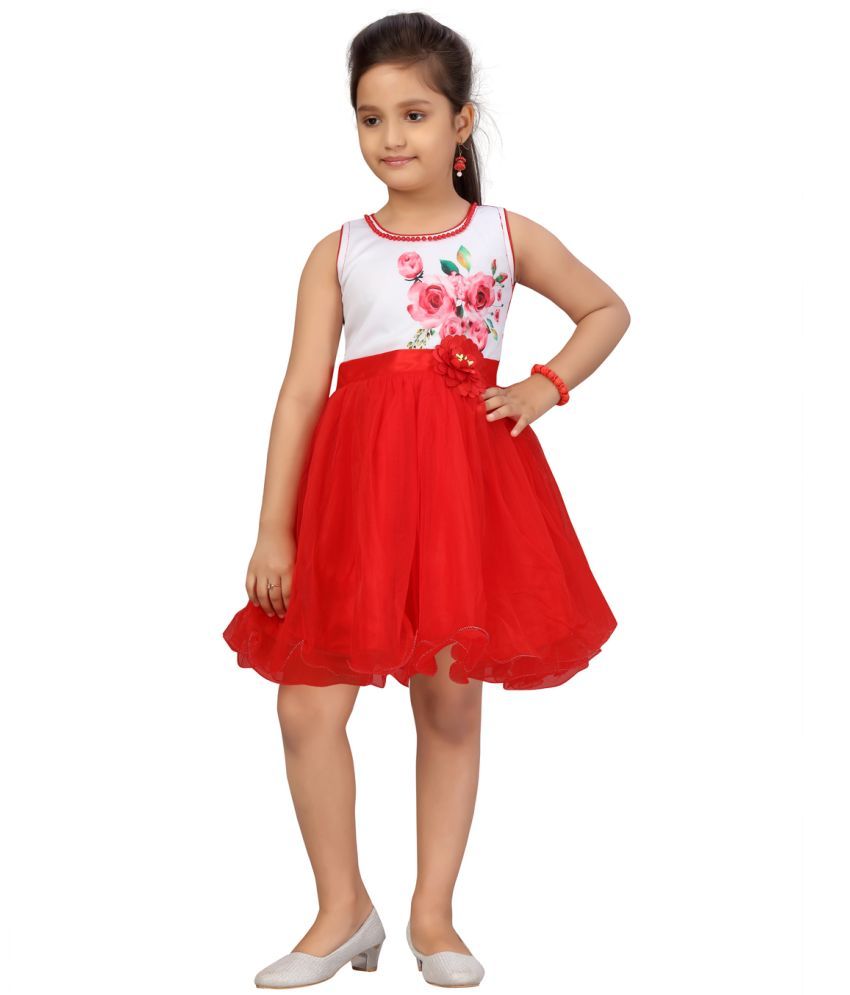     			Aarika Red Nylon Girls Frock ( Pack of 1 )