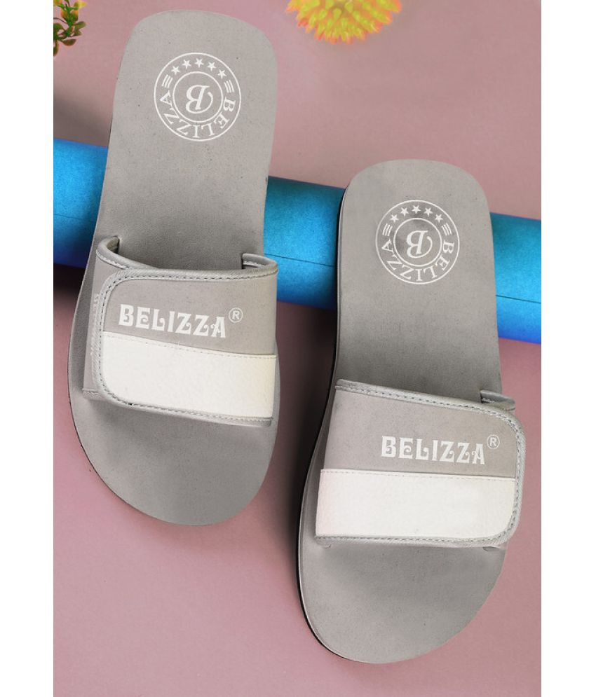     			BELIZZA Grey Men's Slide Flip Flop