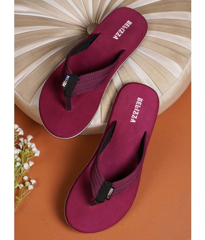     			BELIZZA Maroon Men's Thong Flip Flop