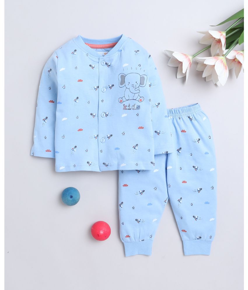     			BUMZEE Blue Cotton Baby Boy T-Shirt & Pyjama Set ( Pack of 1 )