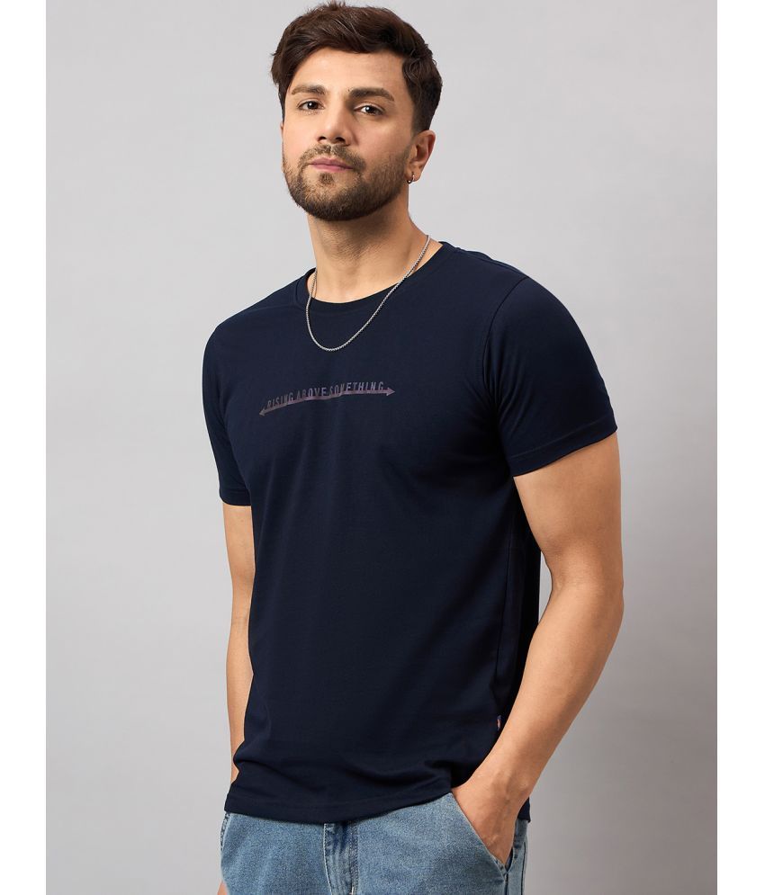     			Club York Cotton Blend Regular Fit Printed Half Sleeves Men's T-Shirt - Navy ( Pack of 1 )