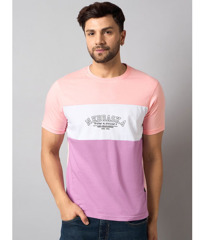     			Club York Cotton Blend Regular Fit Colorblock Half Sleeves Men's T-Shirt - Peach ( Pack of 1 )