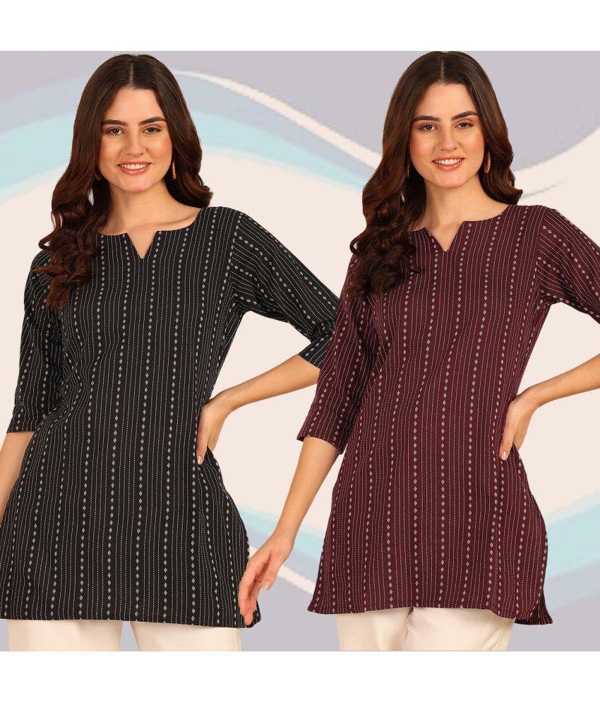     			DSK STUDIO Pack of 2 Cotton Striped Straight Women's Kurti - ( Multicolor )