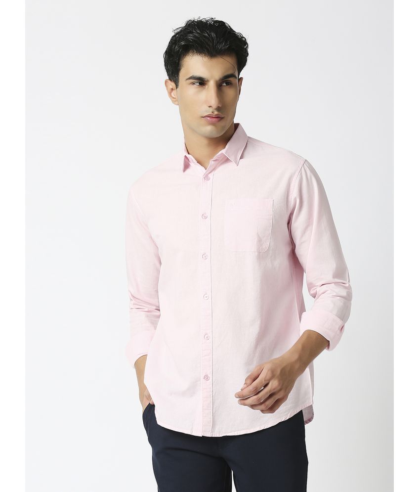     			HJ HASASI 100% Cotton Slim Fit Solids Full Sleeves Men's Casual Shirt - Pink ( Pack of 1 )