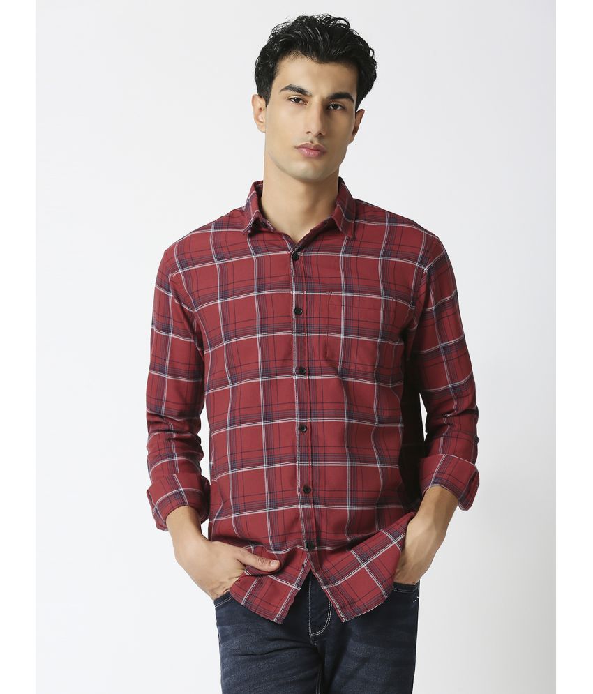     			HJ HASASI 100% Cotton Slim Fit Checks Full Sleeves Men's Casual Shirt - Red ( Pack of 1 )