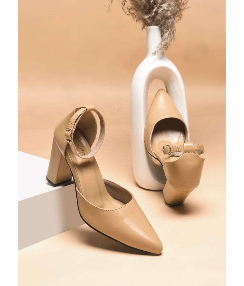     			JM Looks Beige Women's Sandal Heels