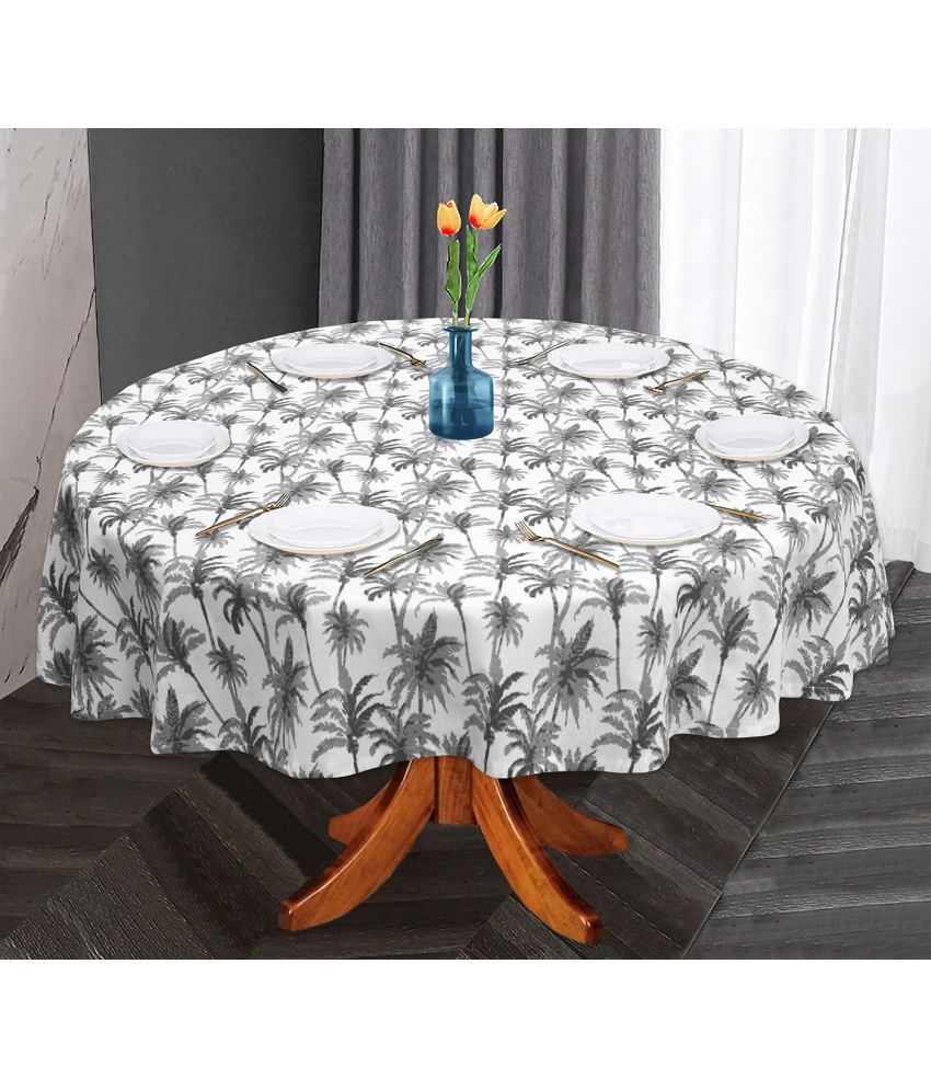     			Oasis Hometex Printed Cotton 6 Seater Round Table Cover ( 152 x 152 ) cm Pack of 1 Gray