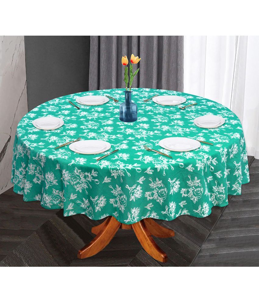     			Oasis Hometex Printed Cotton 6 Seater Round Table Cover ( 152 x 152 ) cm Pack of 1 Green