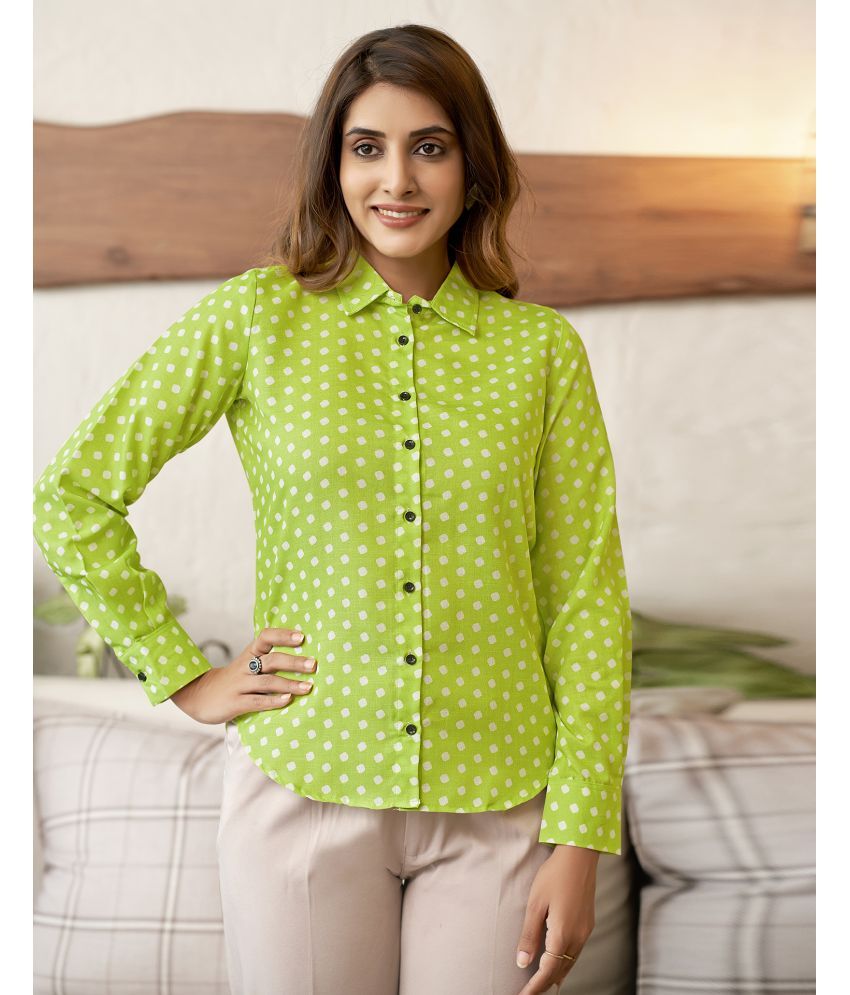     			Selvia Green Cotton Blend Women's Shirt Style Top ( Pack of 1 )