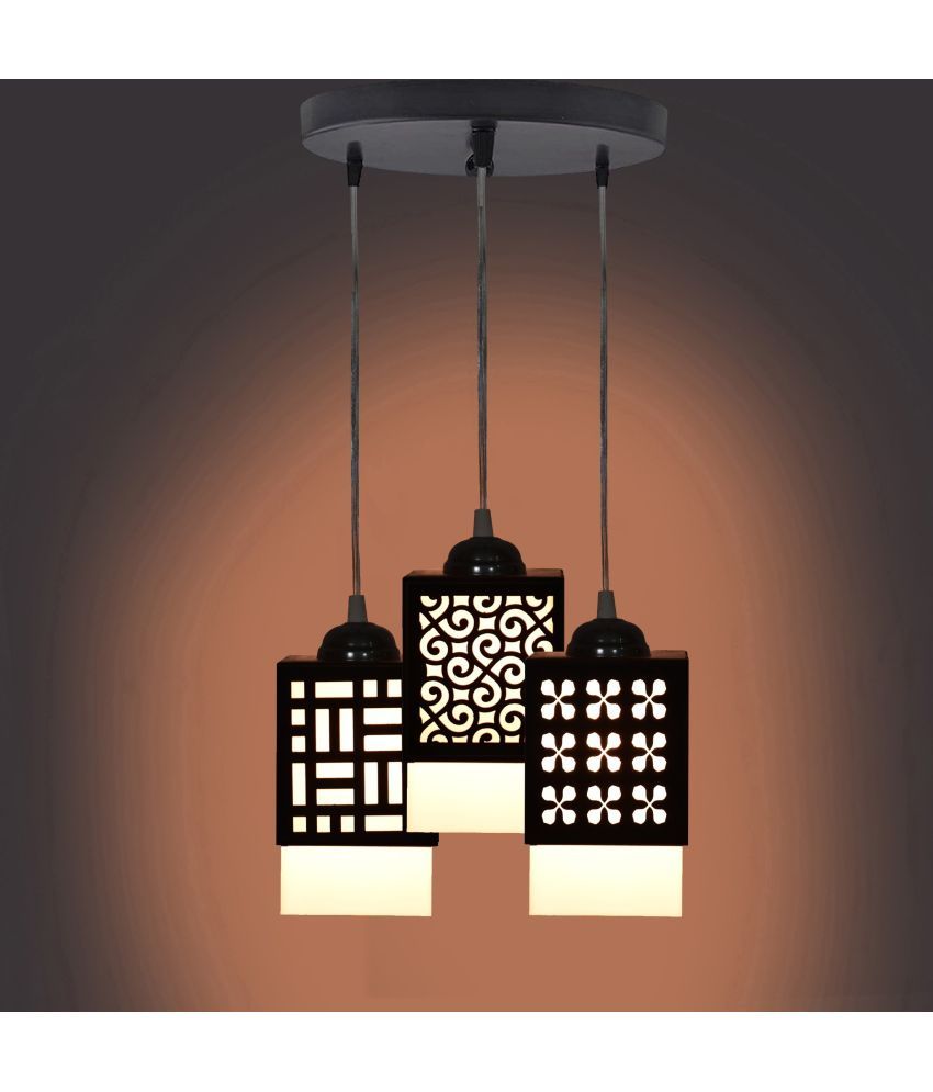     			Somil Wood Hanging Light Pendant Black - Pack of 1