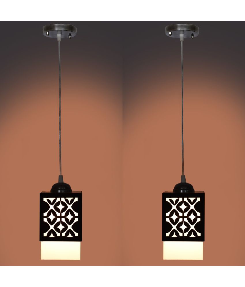     			Somil Wood Hanging Light Pendant Black - Pack of 2