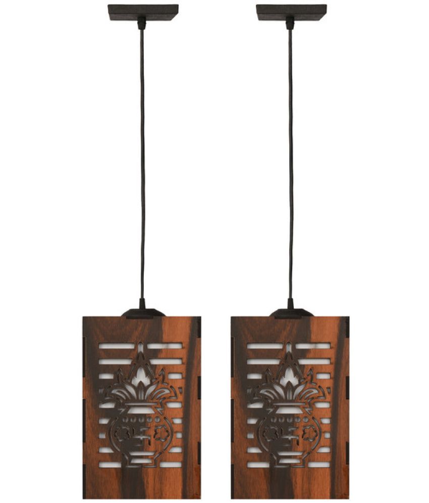     			Somil Wood Hanging Light Pendant Black - Pack of 2