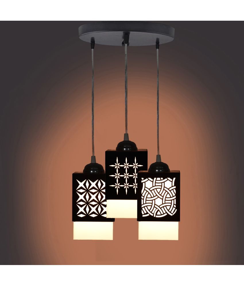     			Somil Wood Hanging Light Pendant Black - Pack of 1