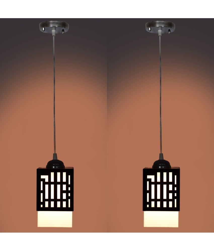     			Somil Wood Hanging Light Pendant Black - Pack of 2