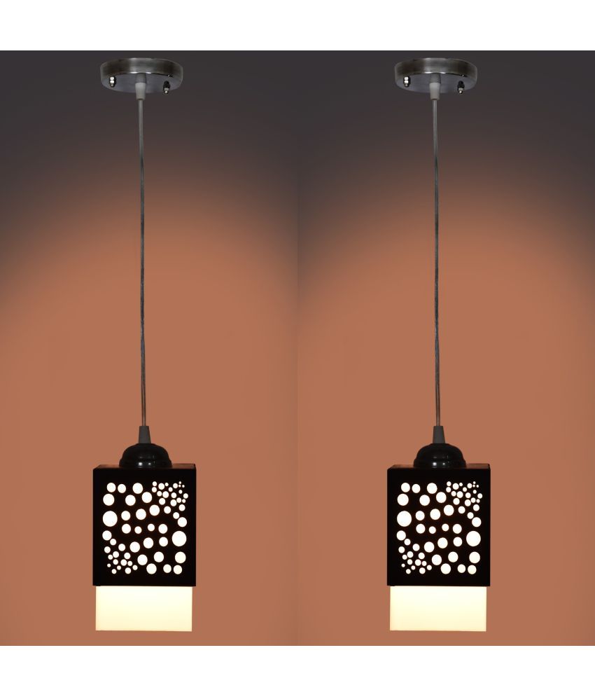     			Somil Wood Hanging Light Pendant Black - Pack of 2