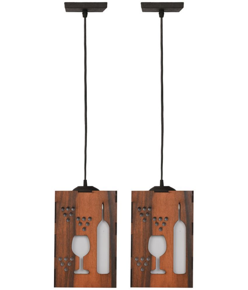     			Somil Wood Hanging Light Pendant Black - Pack of 2