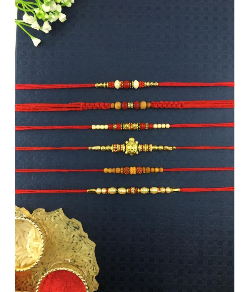     			THRIFTKART Rakhi Set Multicolour 6 PC Designer Rakhi COMBO Pack of 6