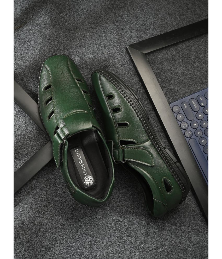     			UNDERROUTE - Green Men's Sandals