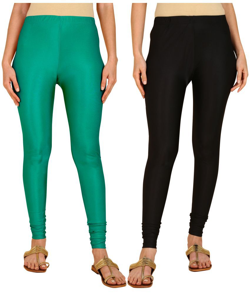     			Colorscube - Black,Sea Green Lycra Women's Leggings ( Pack of 2 )