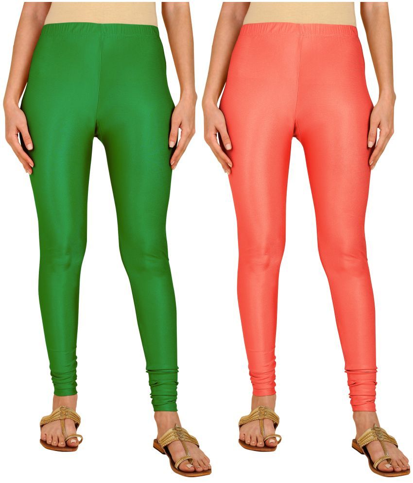     			Colorscube - Coral,Green Lycra Women's Leggings ( Pack of 2 )