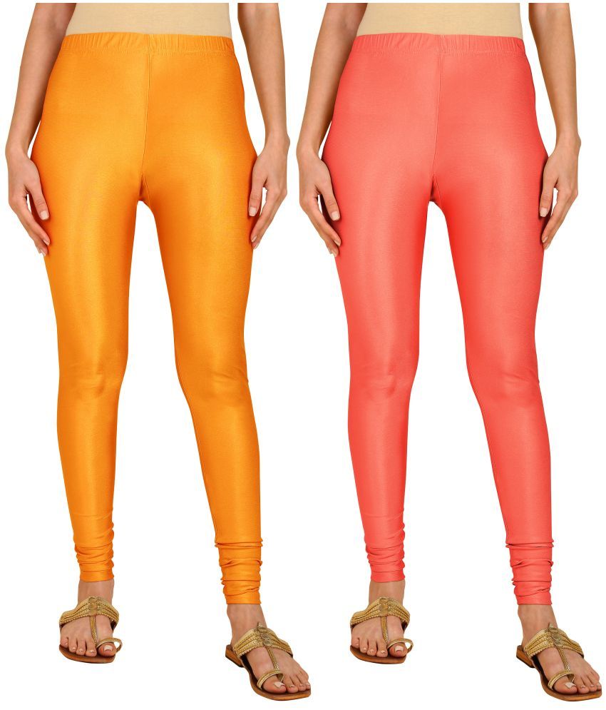     			Colorscube - Coral,Mustard Lycra Women's Leggings ( Pack of 2 )