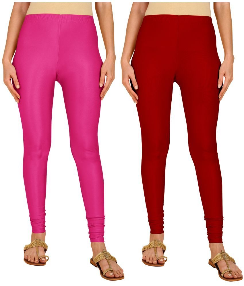     			Colorscube - Maroon,Pink Lycra Women's Leggings ( Pack of 2 )