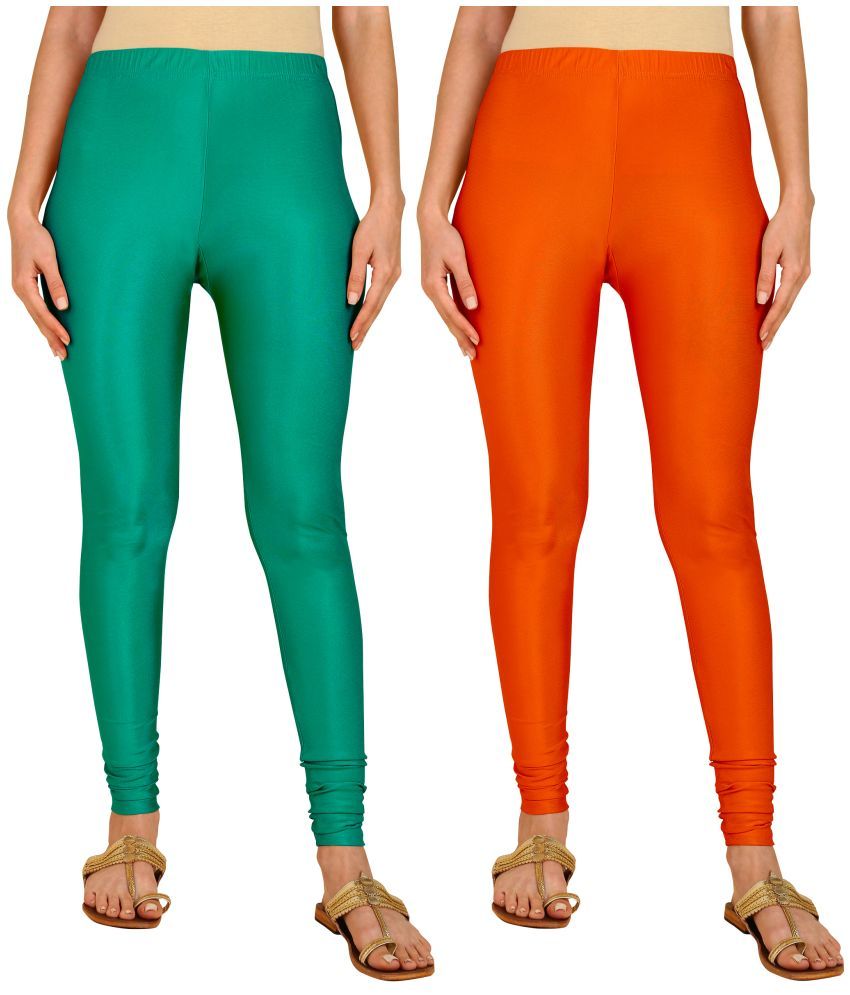     			Colorscube - Orange,Sea Green Lycra Women's Churidar ( Pack of 2 )