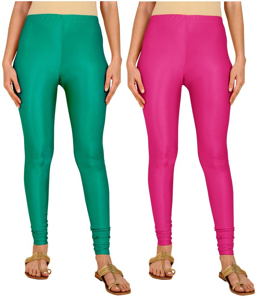     			Colorscube - Pink,Sea Green Lycra Women's Churidar ( Pack of 2 )