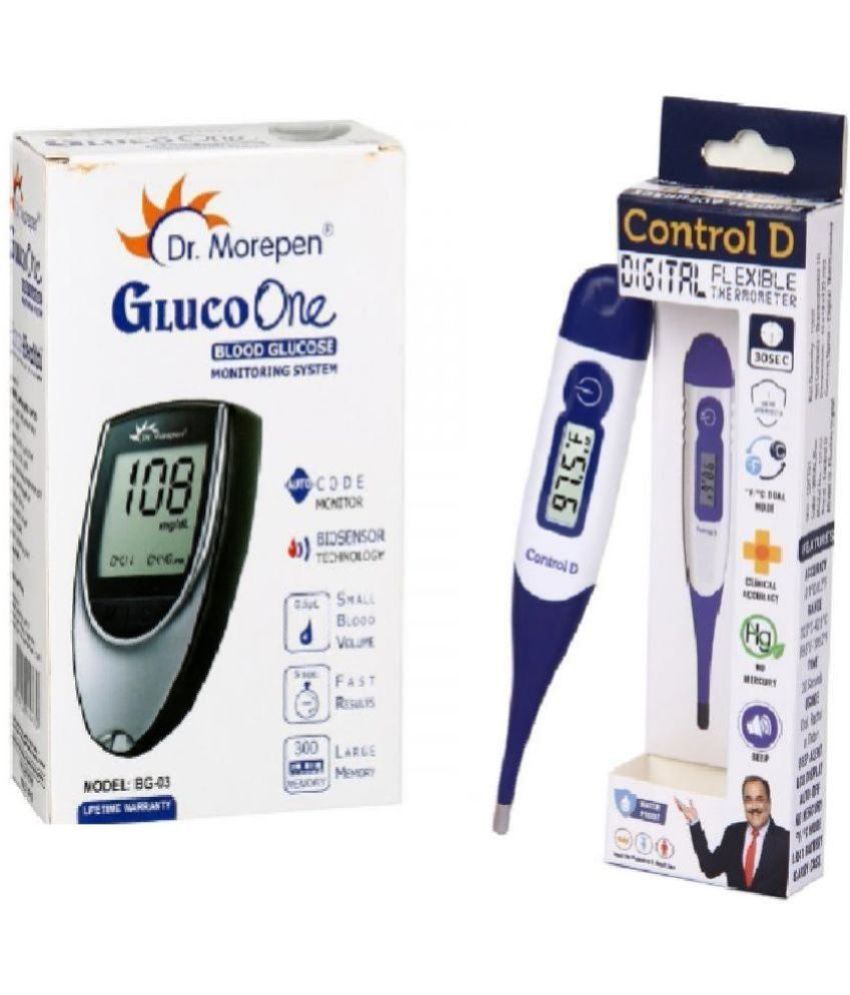     			DR MOREPEN GLUCO ONE METER BG03 WITH FLEXIBLE THERMAMETER Glucometer